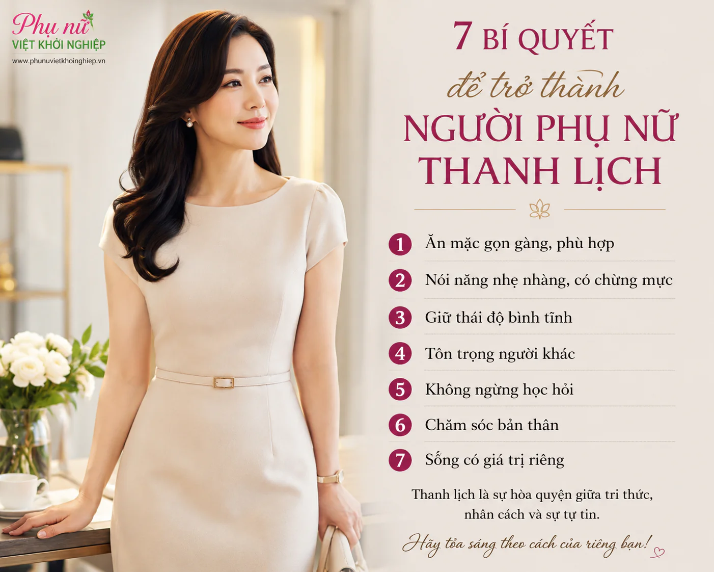 7 Bí Quyết Để Trở Thành Người Phụ Nữ Thanh Lịch